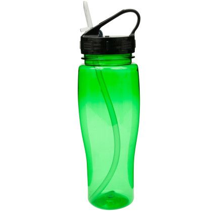 Custom 24 oz Translucent Contour Bottle with Sport Sip Lid & Straw - Translucent Green