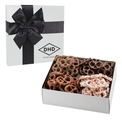 Custom Dipped Pretzels Gift Box- Milk Chocolate, Dark Chocolate, Sprinkled, White Chocolate Peppermint
