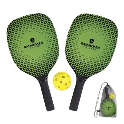 Custom Pickleball Set in Bag - Black with Green