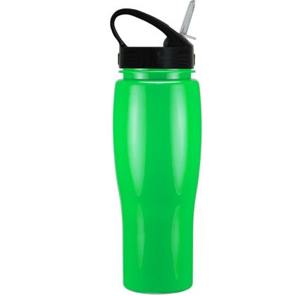 Custom 24 oz Contour Bottle with Sport Sip Lid & Straw - Kelly Green