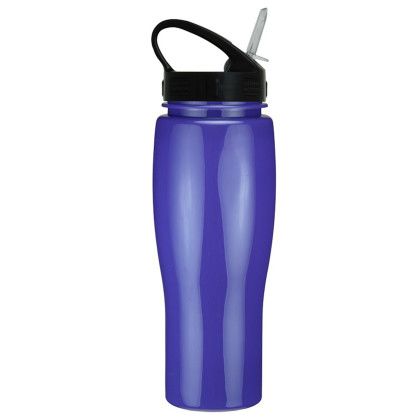 Custom 24 oz Contour Bottle with Sport Sip Lid & Straw - Purple