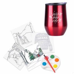 Custom Holiday Adult Paint Set and Wine Tumbler - Red