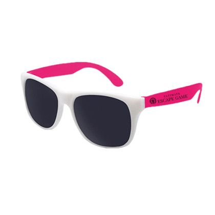 Custom White Trim Sunglasses - White with Pink