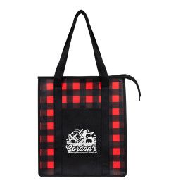 Custom Northwoods Non-Woven Cooler Tote Bag - Red with Black