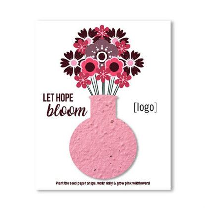 Custom Breast Cancer Awareness Seed Paper Shape Postcard - Design H
