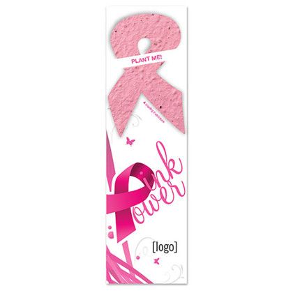 Custom Breast Cancer Awareness Seed Paper Shape Bookmark - Design B