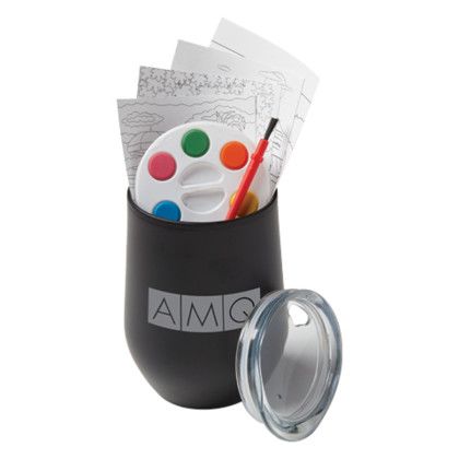 Custom Holiday Adult Paint Set and Wine Tumbler - Black