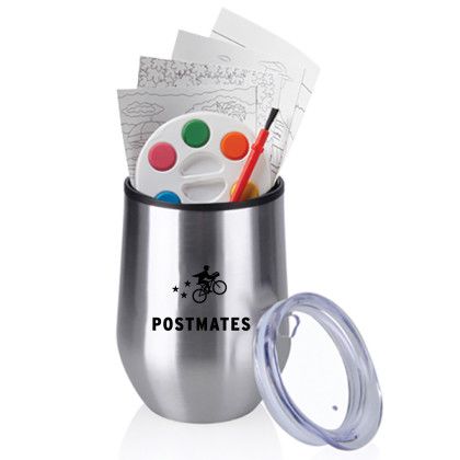 Custom Adult Paint Set and Wine Tumbler - Silver