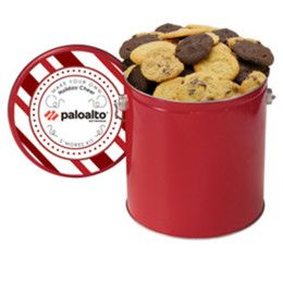 Custom Gallon Cookie Tin with 2 in. Assorted Gourmet Cookies - Red