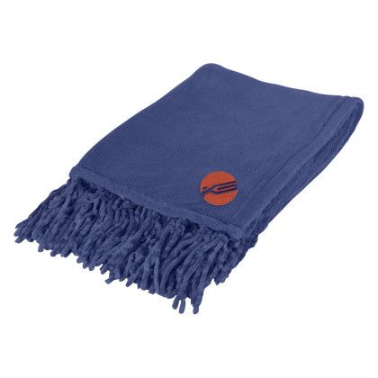 Custom Chateau Chenille Fringed Blanket - Navy Blue