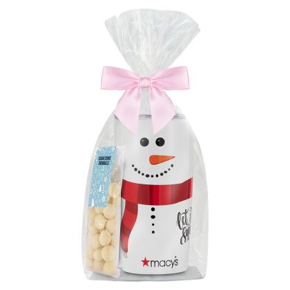 Custom Let It Snow Gift Set with 20 oz Tumbler and Sugar Cookie Snowballs - Pink Bow