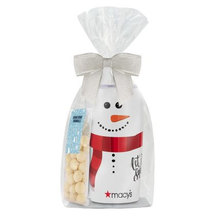 Custom Let It Snow Gift Set with 20 oz Tumbler and Sugar Cookie Snowballs - Sheer Silver Bow