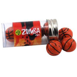 Custom Tube with Chocolate Basketballs - Full-Color Imprint
