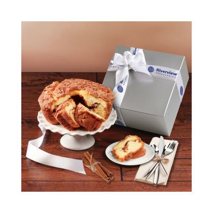 Custom Cinnamon Walnut Coffee Cake in Box with Imprinted Ribbon