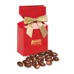 Custom Chocolate Covered Almonds in Red Premium Delights Gift Box Custom Chocolate Covered Almonds in Red Premium Delights Gift Box