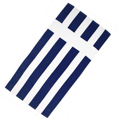 Custom Cabana Rugby Stripe Beach Towel - Navy/White