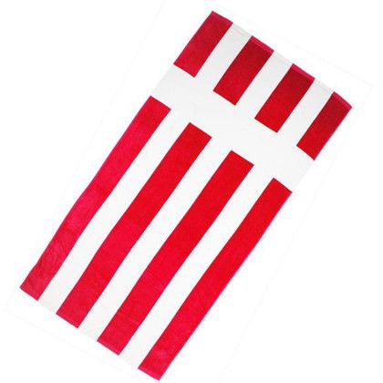Custom Cabana Rugby Stripe Beach Towel - Red/White