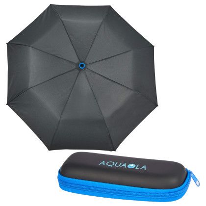 Custom 37" Compact Travel Umbrella With Case - Royal Blue