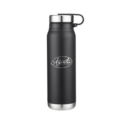 Custom 20 Oz. Vacuum Water Bottle with Removable SS Lid - Black