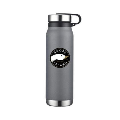 Custom 20 Oz. Vacuum Water Bottle with Removable SS Lid - Gray