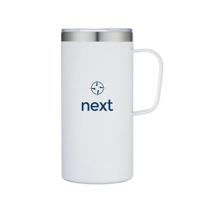 Custom 20 Oz. Vacuum Camp Mug with Handle - White