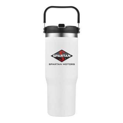 Custom 30 Oz Travel Mug with Handle - White - Additional Charge for Full-Color Imprint
