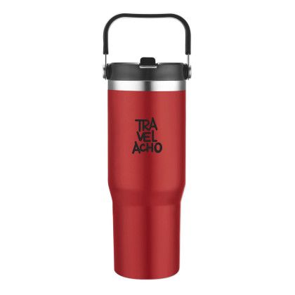 Custom 30 Oz Travel Mug with Handle - Red