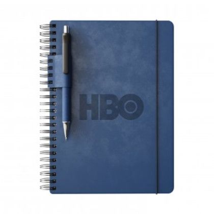 Custom Preston Eco Spiral Journal Pen Combo - Blue