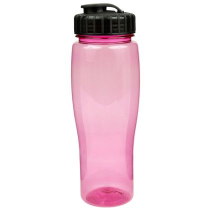 Custom 24 oz Translucent Contour Bottle with Flip Top Lid - Translucent Pink Custom 24 oz Translucent Contour Bottle with Flip Top Lid - Translucent Pink