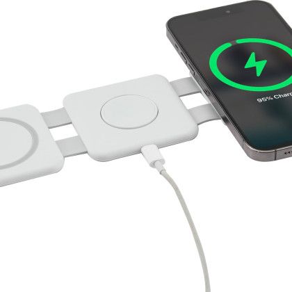 Custom 3-in-1 Power Fold 15W MagClick Wireless Chargers - In Use