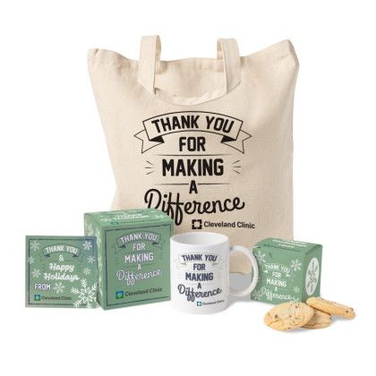 Custom Thanks for Making a Difference Gift Set - Beige Bag