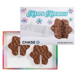 Custom 3D Puzzle Milk Chocolate Snowflake in Box