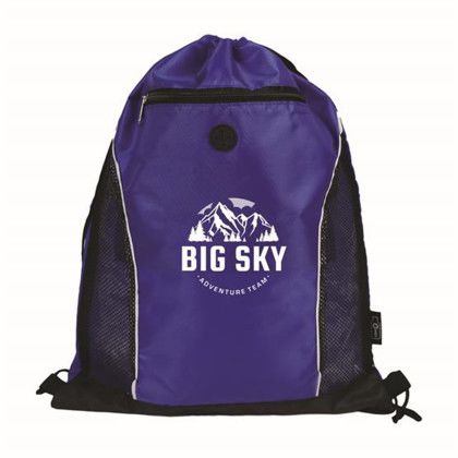 Custom Eco-Friendly RPET Drawstring Bag with Mesh - Royal Blue