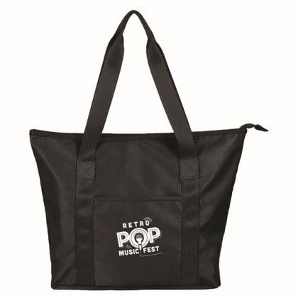Custom Sustainable RPET Tote With Zipper - Black Custom Sustainable RPET Tote With Zipper - Black