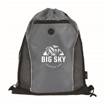 Custom Eco-Friendly RPET Drawstring Bag with Mesh - Gray