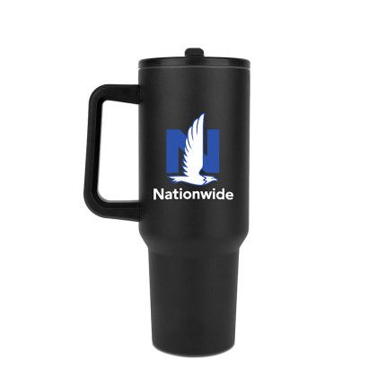 Custom Hydravault FlipStraw Tumbler with Handle 40 oz. - Black - Extra Fee for Multiple Imprint Colors