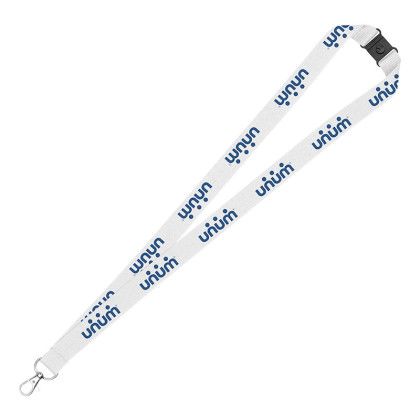 Custom 3/4" Eco Friendly RPET Lanyard with Safety Breakaway - White Custom 3/4" Eco Friendly RPET Lanyard with Safety Breakaway - White