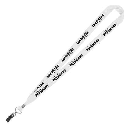 Custom 3/4" Eco Friendly RPET Lanyard with Bulldog Clip - White
