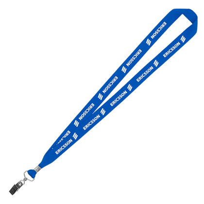 Custom 3/4" Eco Friendly RPET Lanyard with Bulldog Clip - Blue