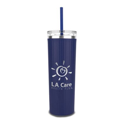 Custom Bristol Ribbed Tumbler 18 oz. - Navy with Straw Custom Bristol Ribbed Tumbler 18 oz. - Navy with Straw