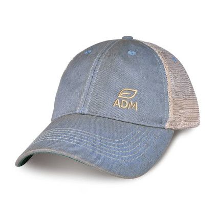 Custom Merrimack Hat Co. Austin Vintage Trucker - Sky Blue/Tan