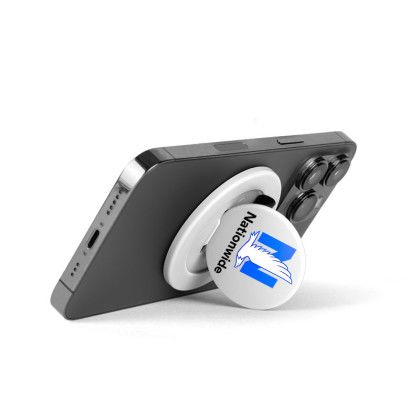 Custom Magnetic Phone Stand & Holder - White - In Use