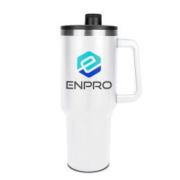 Custom Malden Double Wall Vacuum Seal Mug with Flexible Straw 40 oz. - White