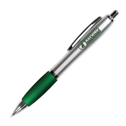 Custom Silhouette Satin Grip Pen - Translucent Green