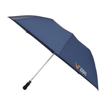 Custom Elements 58" Recycled Auto Open Travel Folding Umbrella - Navy