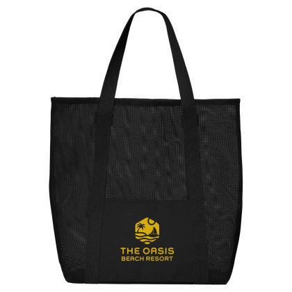 Custom Belle Mare Beach Mesh Tote Bag - Black Custom Belle Mare Beach Mesh Tote Bag - Black