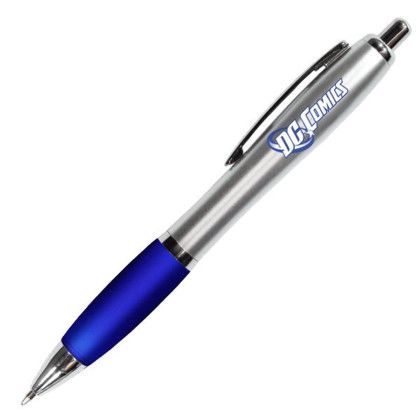 Custom Silhouette Satin Grip Pen - Translucent Blue