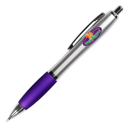Custom Silhouette Satin Grip Pen - Translucent Purple