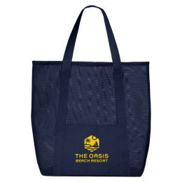 Custom Belle Mare Beach Mesh Tote Bag - Navy