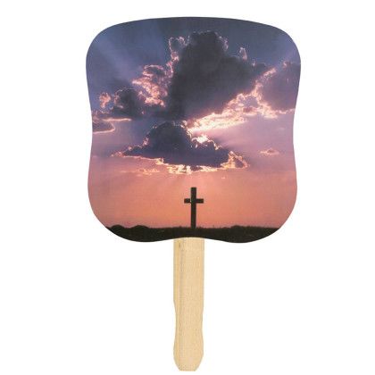 Custom Imprinted Stock Design Hand Fan - Cross
